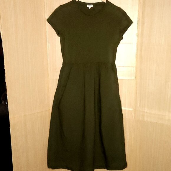 J. Crew Green Short Sleeve Mixed Material Maxi Dress Medium - Picture 1 of 7